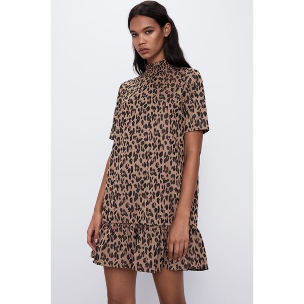 Zara leopard print jacquard mini dress